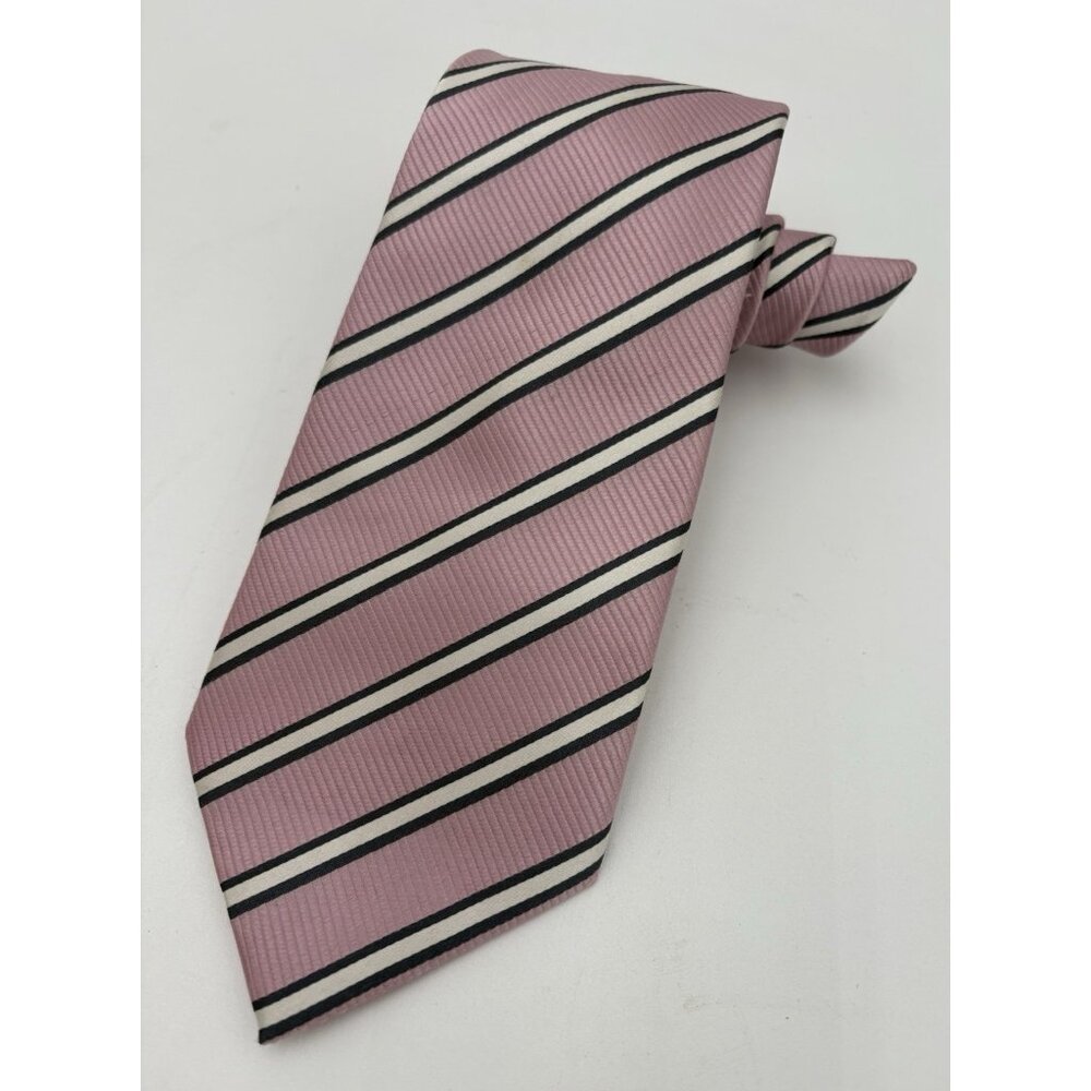 Donald Trump Necktie Pink 100% Silk Signature Collection Luxury Striped Hand